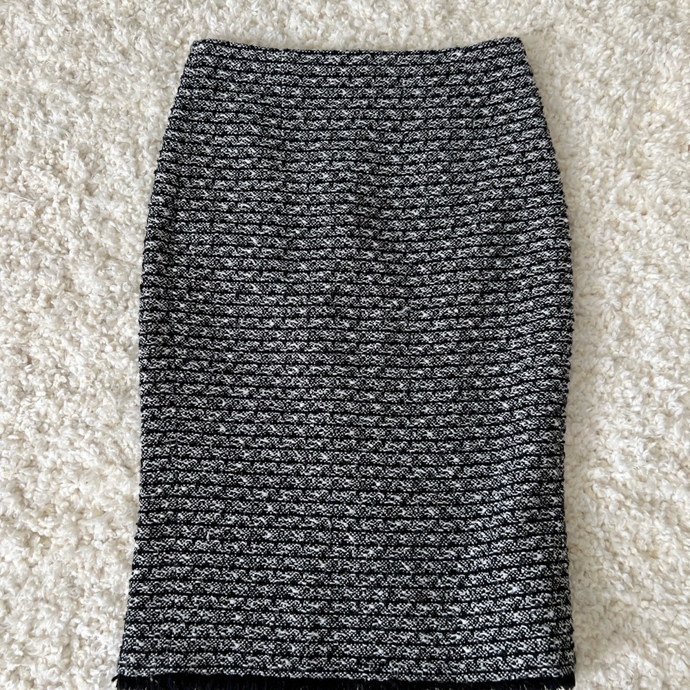 Elegant Black and White Tweed Skirt